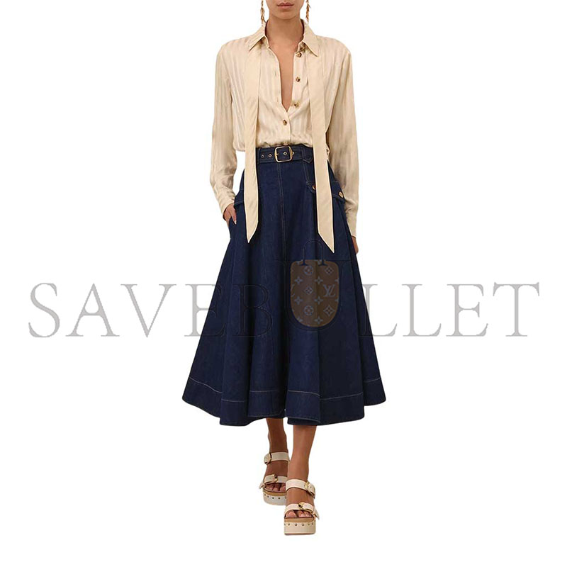 ZIMMERMANN DENIM UTILITY MIDI SKIRT 8637SS26R